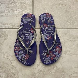 Havaianas Purple & Silver Pattern Flip Flops